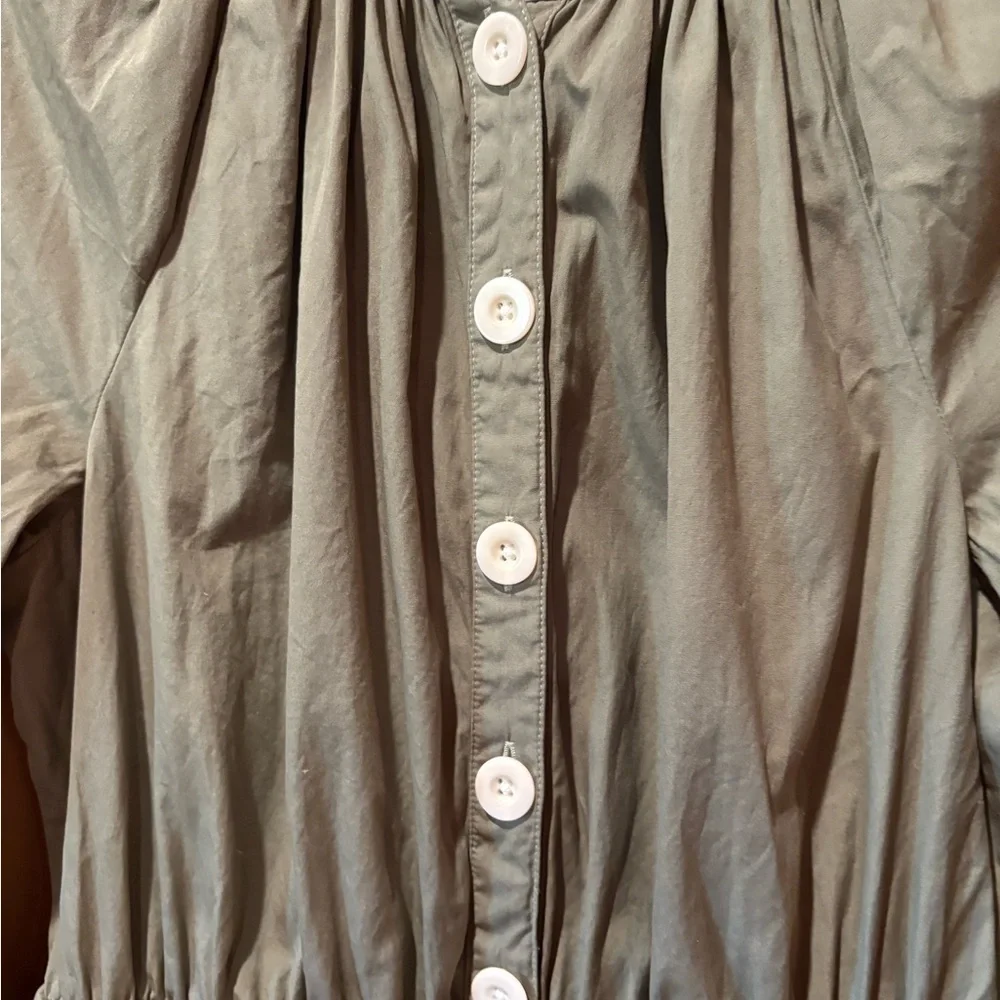 J. Crew Cotton poplin tie-sleeve button-front romper women’s M